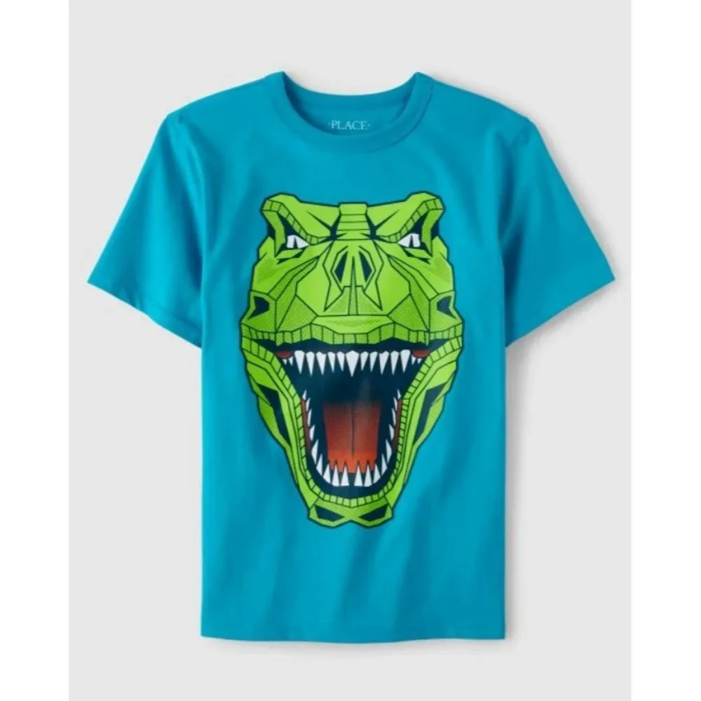 The Children’s Place  Boys Robot Dino Graphic Tee -‎ North Shore Blue - L 10/12